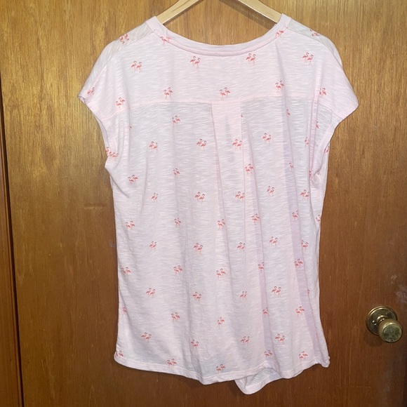 •CROFT & BARROW•LIGHT PINK WOMENS SHORT SLEEVE FLAMINGO 🦩 T-SHIRT SIZE LARGE - Picture 2 of 5